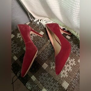 COACH Skyler Velvet Pump Women Size 10 Burgundy Velvet Slip On Stiletto Heels